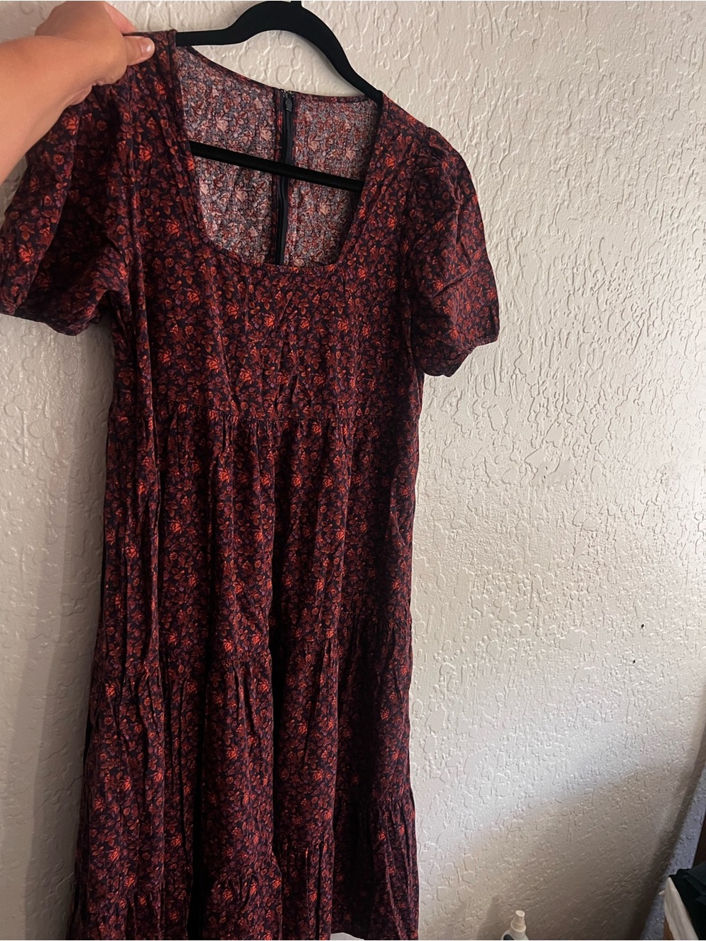 Madewell Aidy Square-Neck Tiered Midi Dress in Orchard Floral warm violet - Picture 8 of 11